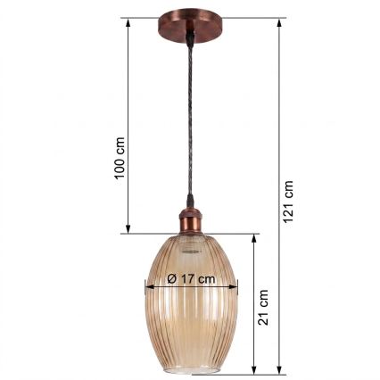 BRILAGI - LED pakabinamas šviestuvas ant laido RETRO GLASS 1xE27/60W/230V Ø 17 cm vario/dūminė smėlinė