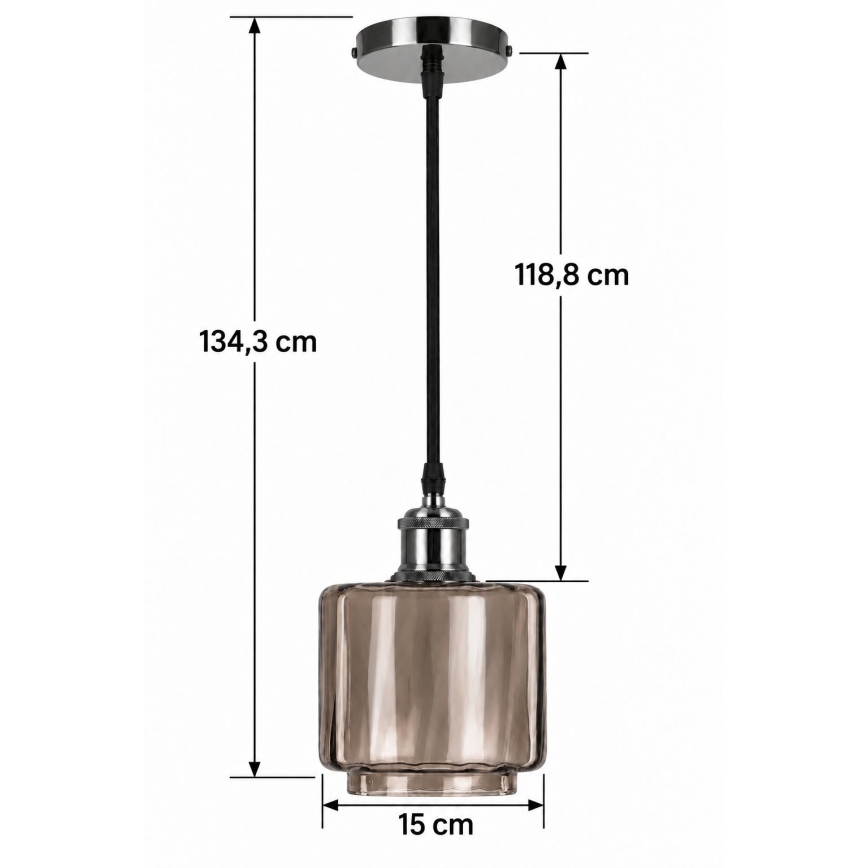BRILAGI - LED pakabinamas šviestuvas ant laido RETRO GLASS 1xE27/60W/230V skersm. 15 cm juoda / rūkyta smėlinė