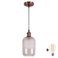 BRILAGI - LED pakabinamas šviestuvas su laidu RETRO GLASS 1xE27/60W/230V skersmuo 14 cm varinė/balta