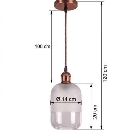 BRILAGI - LED pakabinamas šviestuvas su laidu RETRO GLASS 1xE27/60W/230V skersmuo 14 cm varinė/balta