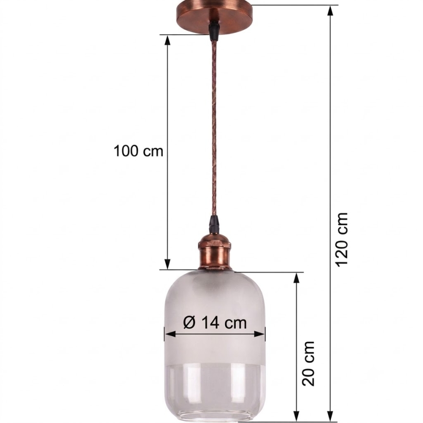 BRILAGI - LED pakabinamas šviestuvas su laidu RETRO GLASS 1xE27/60W/230V skersmuo 14 cm varinė/balta