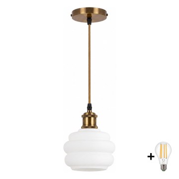 BRILAGI - LED pakabinamas šviestuvas su laidu RETRO GLASS 1xE27/60W/230V skersmuo 20 cm auksinis/baltas