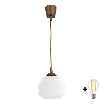 BRILAGI - LED pakabinamas šviestuvas su laidu RETRO GLASS, 1xE27/60W/230V, skersmuo 20 cm, rudas/baltas
