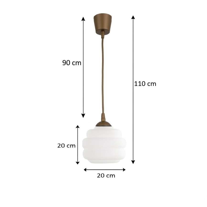 BRILAGI - LED pakabinamas šviestuvas su laidu RETRO GLASS, 1xE27/60W/230V, skersmuo 20 cm, rudas/baltas