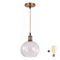 BRILAGI - LED pakabinamas šviestuvas su laidu RETRO GLASS 1xE27/60W/230V Ø 25 cm auksinė/skaidri