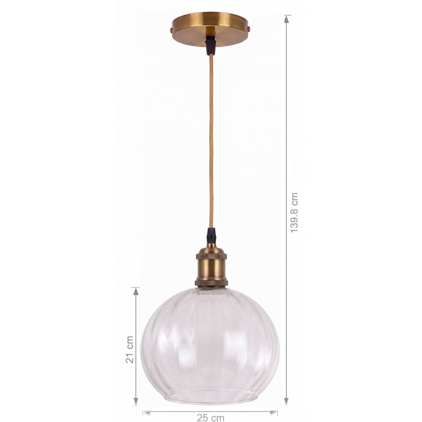 BRILAGI - LED pakabinamas šviestuvas su laidu RETRO GLASS 1xE27/60W/230V Ø 25 cm auksinė/skaidri