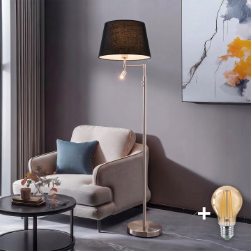 BRILAGI - LED pastatomas šviestuvas CERIA 1xE27/60W/230V + LED/2,1W skersmuo 45 cm matinis chromas/juoda