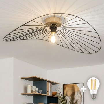 Brilagi - LED paviršinė liustra CERIA WIRE 1xE27/40W/230V 60x80 cm juoda/ąžuolas