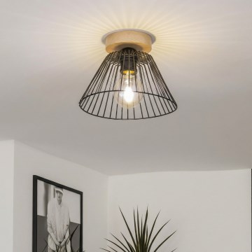 Brilagi - LED paviršinė liustra CERIA WIRE 1xE27/40W/230V skersmuo 30 cm juoda/ąžuolas