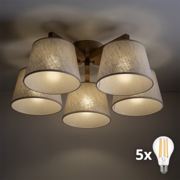 BRILAGI - LED Paviršinė liustra LATTE SABIA 5xE27/15W/230V pušis/kreminė