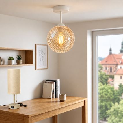 BRILAGI - LED paviršinis lubų šviestuvas RETRO GLASS 1xE27/60W/230V Ø 17 cm balta/dūminė smėlinė