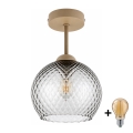 BRILAGI - LED paviršinė liustra RETRO GLASS 1xE27/60W/230V skers. 25 cm smėlinė/dūminė pilka