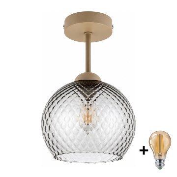 BRILAGI - LED paviršinė liustra RETRO GLASS 1xE27/60W/230V skers. 25 cm smėlinė/dūminė pilka