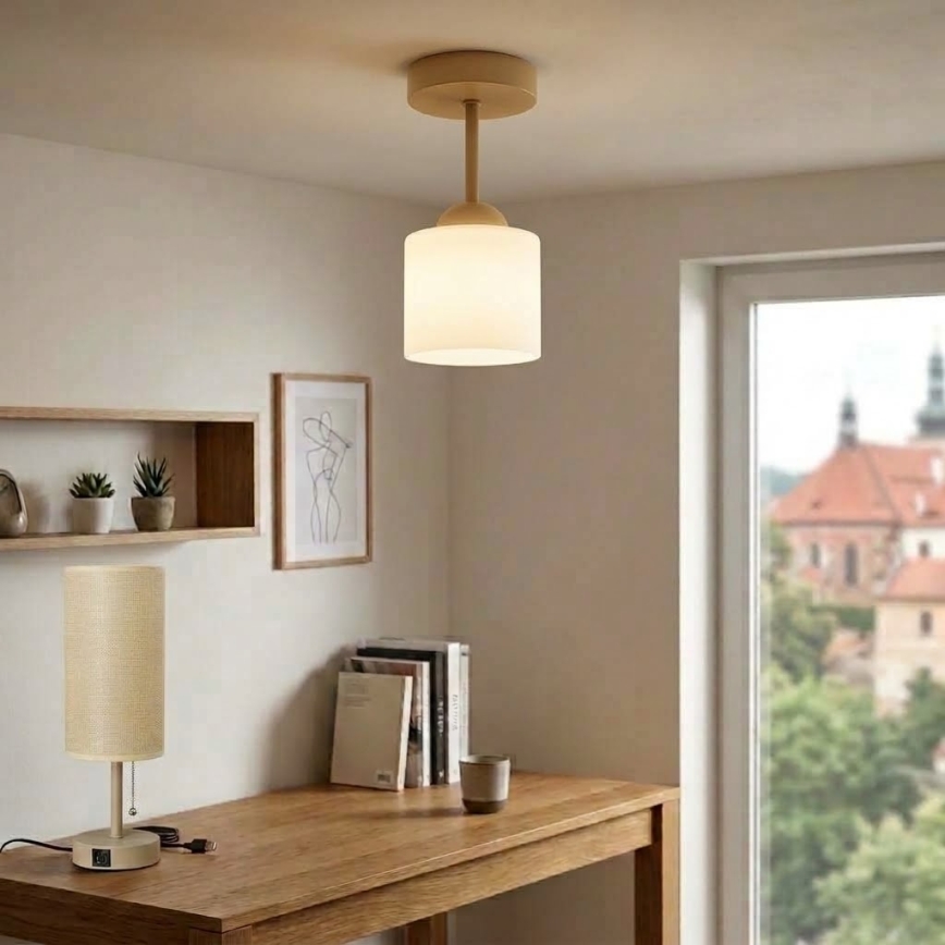 BRILAGI - LED paviršinė liustra RETRO GLASS 1xE27/60W/230V skersmuo 10 cm smėlinė/balta