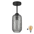 BRILAGI - LED Paviršinė liustra RETRO GLASS 1xE27/60W/230V skersmuo 14 cm juoda/dūminė pilka
