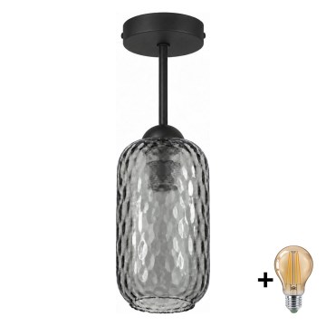 BRILAGI - LED Paviršinė liustra RETRO GLASS 1xE27/60W/230V skersmuo 14 cm juoda/dūminė pilka