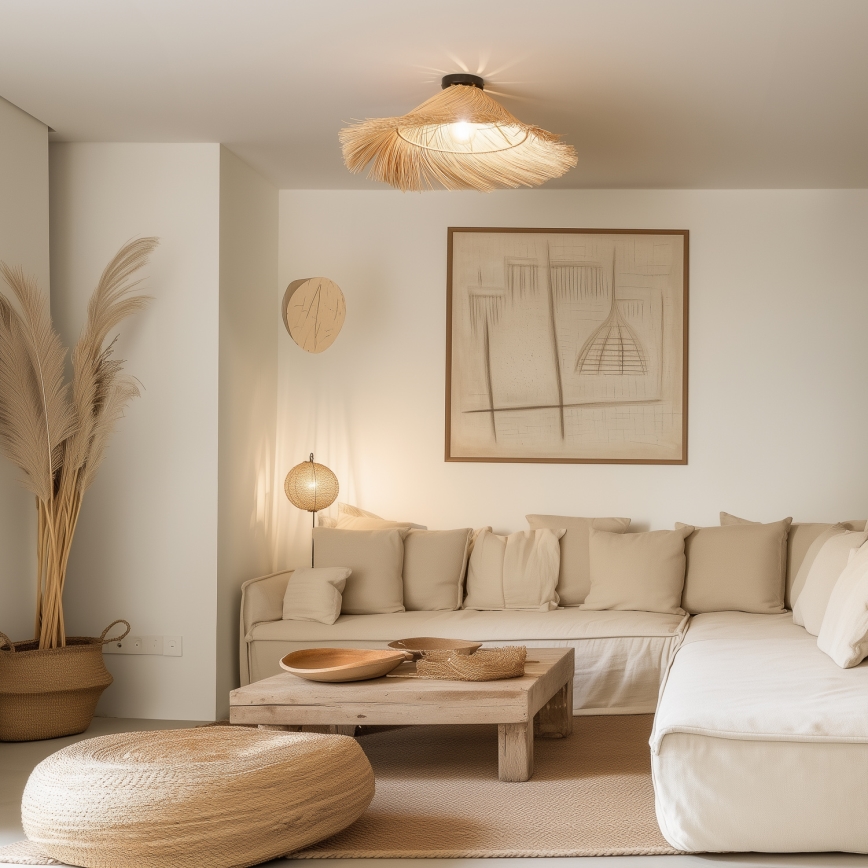 Brilagi - LED paviršinio montavimo lubinis šviestuvas CERIA BOHO 1xE27/40W/230V Ø 70 cm rotangas