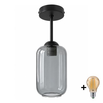 BRILAGI - LED Paviršinis liustras RETRO GLASS 1xE27/60W/230V skersm. 14 cm juoda/dūminė pilka