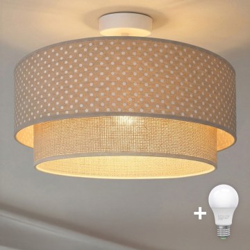 Brilagi - LED paviršinis lubinis šviestuvas BOHO BOBO 1xE27/10W/230V, skersmuo 40 cm, su taškeliais, smėlinė/kreminė