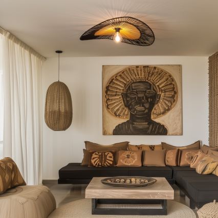 Brilagi - LED paviršinis lubinis šviestuvas CERIA BOHO 1xE27/40W/230V skersmuo 80 cm juoda/ruda