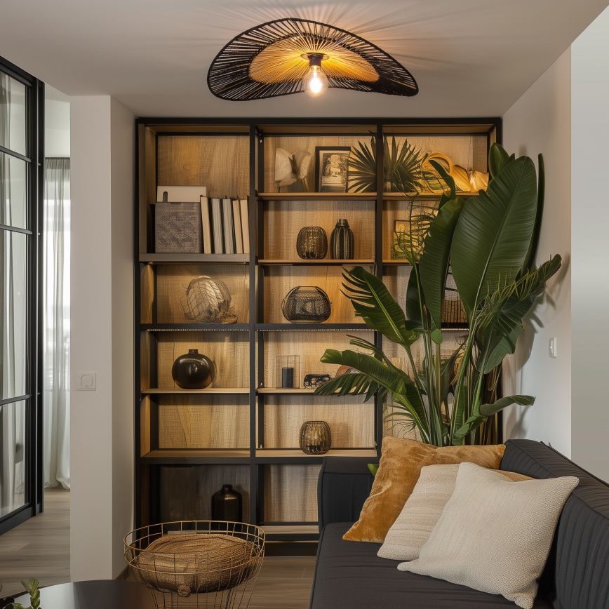 Brilagi - LED paviršinis lubinis šviestuvas CERIA BOHO 1xE27/40W/230V skersmuo 80 cm juoda/ruda