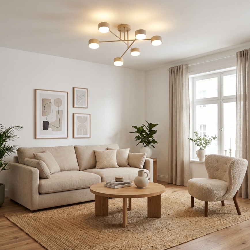 Brilagi - LED paviršinis lubinis šviestuvas MONO 6xGX53/12W/230V smėlio spalvos