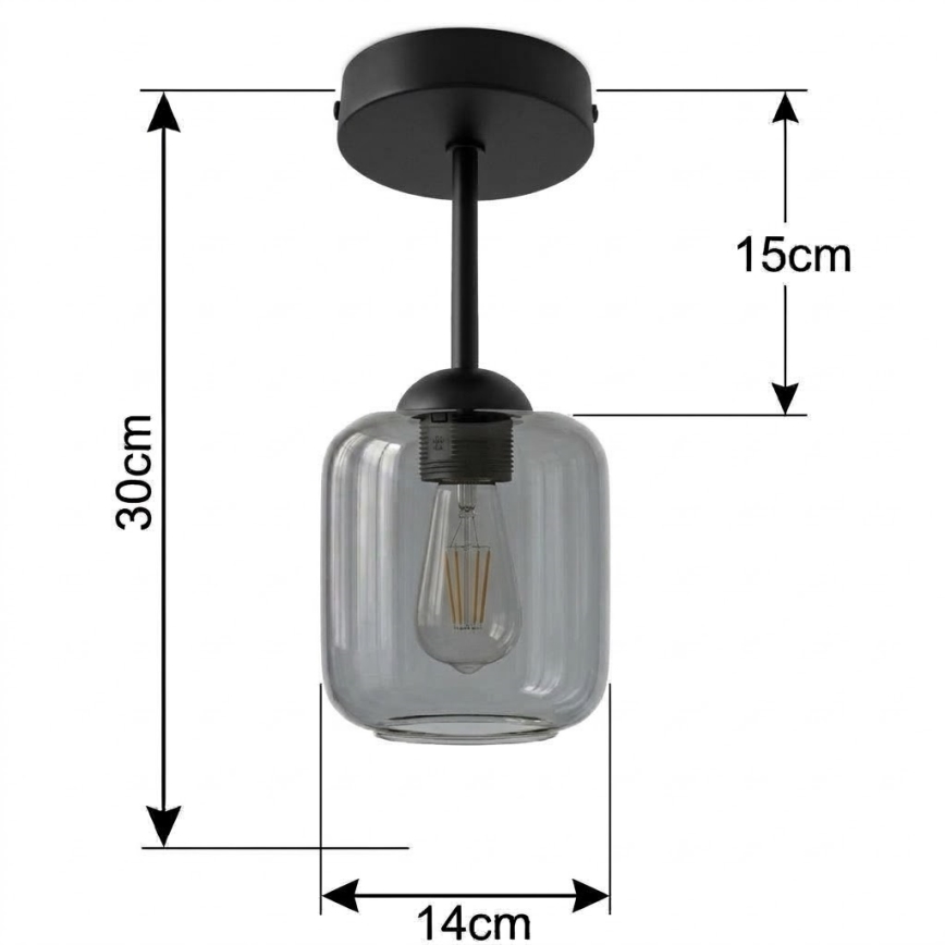 BRILAGI - LED lubinis šviestuvas RETRO GLASS 1xE27/60W/230V skersmuo 14 cm juoda/dūminė pilka