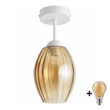 BRILAGI - LED paviršinis lubinis šviestuvas RETRO GLASS 1xE27/60W/230V Ø 17 cm balta/dūminė smėlinė