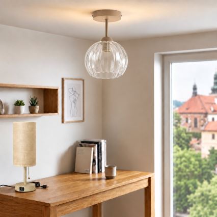 BRILAGI - LED Paviršinis lubinis šviestuvas RETRO GLASS 1xE27/60W/230V Ø 25 cm smėlinis/skaidrus