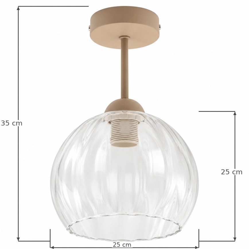 BRILAGI - LED Paviršinis lubinis šviestuvas RETRO GLASS 1xE27/60W/230V Ø 25 cm smėlinis/skaidrus