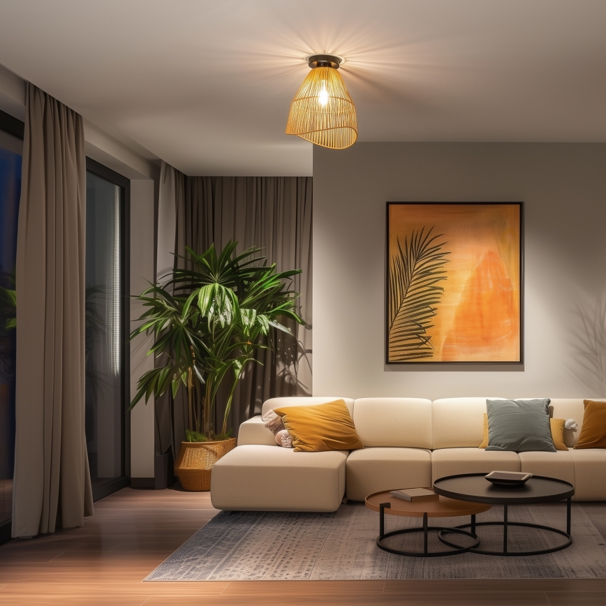 Brilagi - LED paviršinis lubų šviestuvas CERIA BOHO 1xE27/40W/230V Ø 30 cm rudas