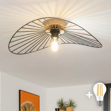 Brilagi - LED paviršinis lubų šviestuvas CERIA WIRE 1xE27/40W/230V 40x56 cm juodas/ąžuolas