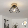 BRILAGI - LED paviršinis lubų šviestuvas CERIA WIRE 1xE27/40W/230V, skersmuo 21 cm, juodas/ąžuolas