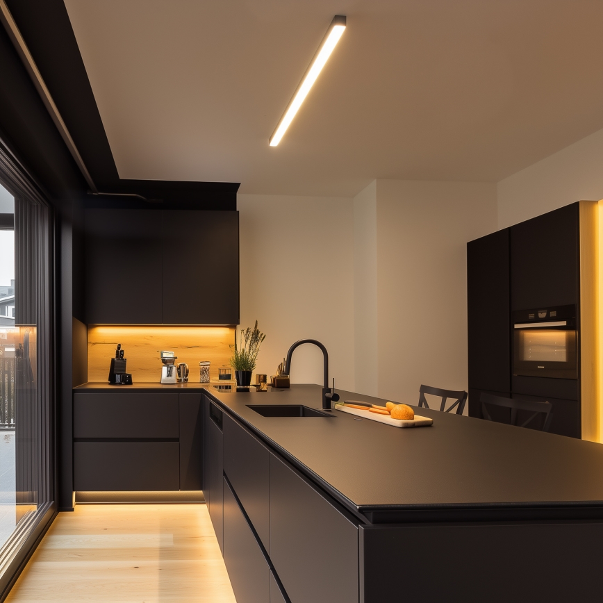 Brilagi - LED lubų paviršinis šviestuvas FULLDAY LED/30/40/50W/230V 2700/4000/6000K 150 cm UGR19 juodas