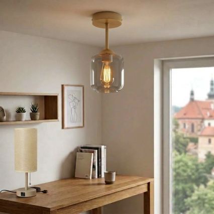 BRILAGI - LED prigludusi liustra RETRO GLASS 1xE27/60W/230V Ø 14 cm smėlinė/dūminė pilka