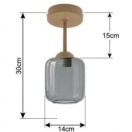 BRILAGI - LED prigludusi liustra RETRO GLASS 1xE27/60W/230V Ø 14 cm smėlinė/dūminė pilka