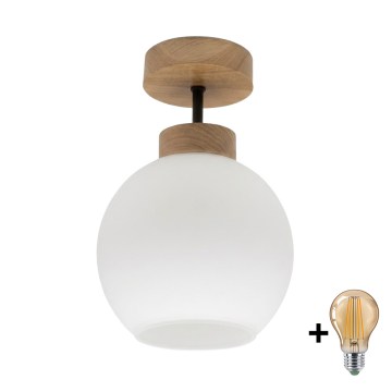 BRILAGI - LED paviršinis lubų šviestuvas RETRO GLASS 1xE27/60W/230V Ø 15 cm ąžuolas/balta