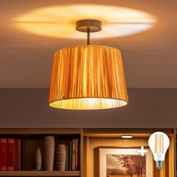 Brilagi - LED paviršinis šviestuvas CERIA BOHO 1xE27/60W/230V skers. 30 cm juodas/rafija