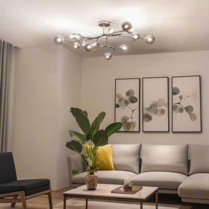 Brilagi - LED paviršinis šviestuvas MISTEL 15xG9/3W/230V juodas chromas/dūminis