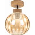 BRILAGI - LED paviršinis šviestuvas RETRO GLASS 1xE27/60W/230V skers. 18 cm ąžuolas/dūminė smėlinė