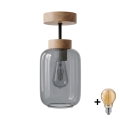 BRILAGI - LED paviršinis šviestuvas RETRO GLASS 1xE27/60W/230V Ø 14 cm ąžuolas/dūminė pilka