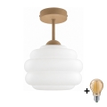 BRILAGI - LED paviršinis šviestuvas RETRO GLASS 1xE27/60W/230V Ø 20 cm smėlinė/balta