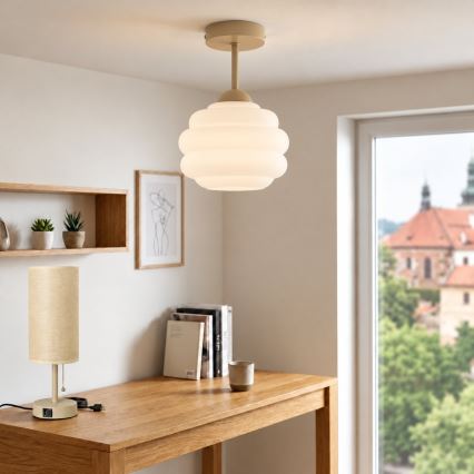 BRILAGI - LED paviršinis šviestuvas RETRO GLASS 1xE27/60W/230V Ø 20 cm smėlinė/balta