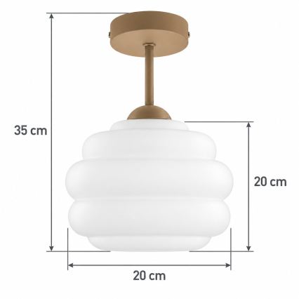 BRILAGI - LED paviršinis šviestuvas RETRO GLASS 1xE27/60W/230V Ø 20 cm smėlinė/balta
