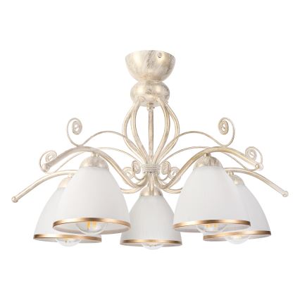 Brilagi - LED prie lubų montuojama liustra ANTICO 5xE27/60W/230V 3000K balta patina