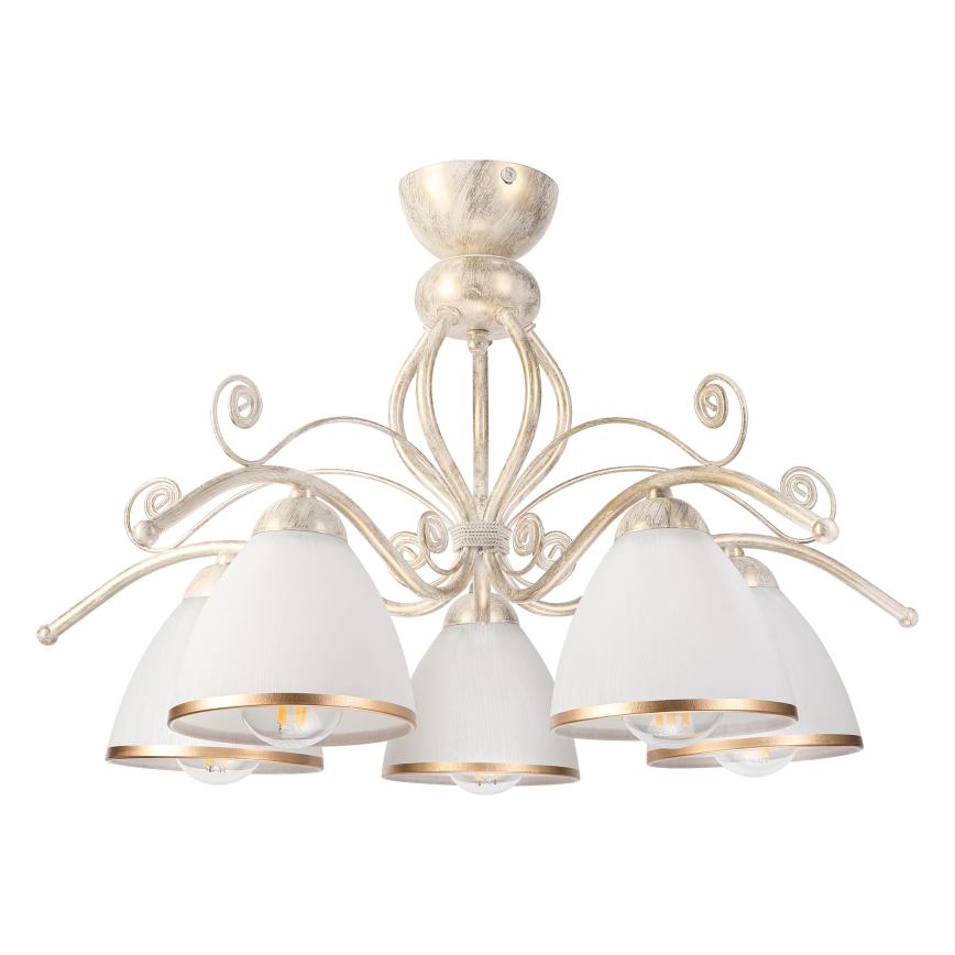 Brilagi - LED prie lubų montuojama liustra ANTICO 5xE27/60W/230V 3000K balta patina