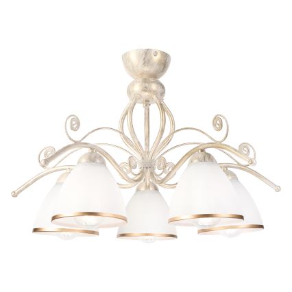 Brilagi - LED prie lubų montuojama liustra ANTICO 5xE27/60W/230V 3000K balta patina