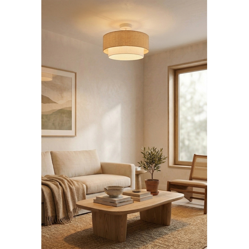 Brilagi - LED prie lubų montuojama liustra BOHO ECO 1xE27/10W/230V skersmuo 40 cm smėlinė/kreminė