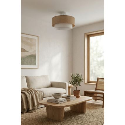 Brilagi - LED prie lubų montuojama liustra BOHO ECO 1xE27/10W/230V skersmuo 40 cm smėlinė/kreminė