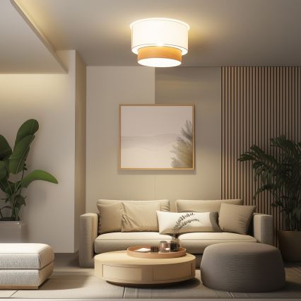 Brilagi - LED prie lubų montuojama liustra CERIA 1xE27/40W/230V skersm. 50 cm balta/smėlinė